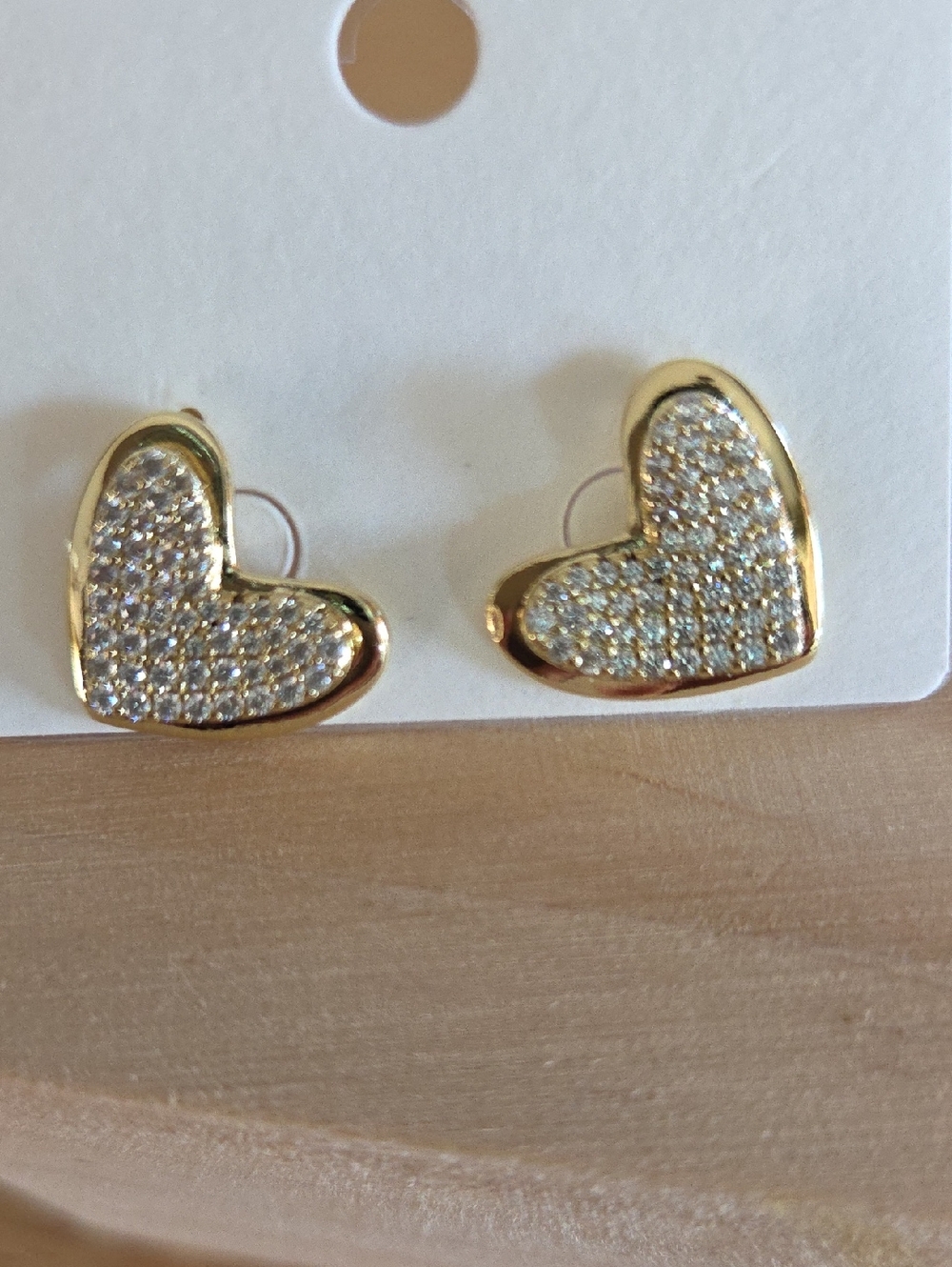 Gold Heart Pave Stud Earrings - Women Jewelry